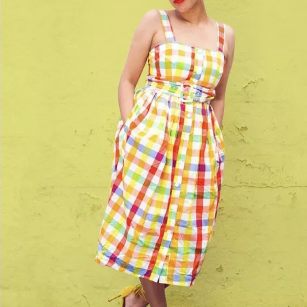 NWT Size 8 Christopher John Rogers for Target - Plaid Wide Strap Tie Waist Dress